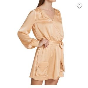 RAMY BROOK Kristi Satin Belted Mini Dress